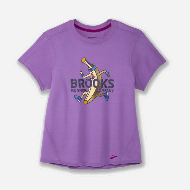 Brooks Distance Graphic - Camisetas Manga Corta Mujer - Moradas (FV8537619)